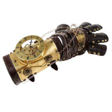 Vintage Steampunk Rivets PU Leather Arm Band Gold Metal Arm Cuff Gloves Costume Prop - Aladdin Shoppers