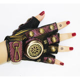 Max Steampunk Vintage Fingerless Artificial Leather Gloves Cosplay L Left hand