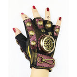 Max Steampunk Vintage Fingerless Artificial Leather Gloves Cosplay L Left hand