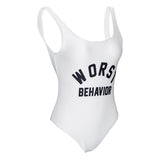 WORST BEHAVIOR Swimwear Onepiece Monokini Bikini Baywatch Swimsuit White XL