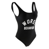 Max WORST BEHAVIOR Swimwear Onepiece Monokini Bikini Baywatch Swimsuit Black M