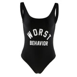 Max WORST BEHAVIOR Swimwear Onepiece Monokini Bikini Baywatch Swimsuit Black M