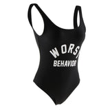 Max WORST BEHAVIOR Swimwear Onepiece Monokini Bikini Baywatch Swimsuit Black M