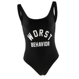Max WORST BEHAVIOR Swimwear Onepiece Monokini Bikini Baywatch Swimsuit Black M