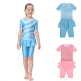 Max Muslim Kids Girls Modest Swimsuit Top Pant Islamic Arab Beachwear M Blue