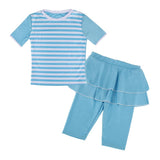Max Muslim Kids Girls Modest Swimsuit Top Pant Islamic Arab Beachwear M Blue