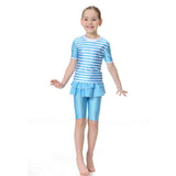 Max Muslim Kids Girls Modest Swimsuit Top Pant Islamic Arab Beachwear M Blue