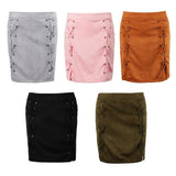 Max High Waist Lace Up Suede Slim Mini Skirt Short Bodycon A Line Pink 2XL