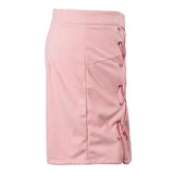 Max High Waist Lace Up Suede Slim Mini Skirt Short Bodycon A Line Pink 2XL