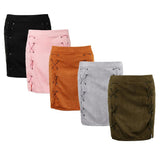 Max High Waist Lace Up Suede Slim Mini Skirt Short Bodycon A Line Pink 2XL