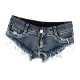 Women Slim Fit Low Waist Distressed Jeans Hot Micro Stretchy Denim Shorts L