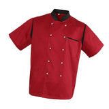 Unisex Chef Jacket Mesh Short Sleeves Hotel Kitchen Chefwear Coat L Red