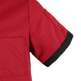 Unisex Chef Jacket Coat Kitchen Uniform Air Mesh Short Sleeves Red 3XL