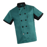 Unisex Chef Jacket Coat Kitchen Uniform Air Mesh Short Sleeves Green M