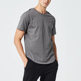 Fashion Base T-Shirt Men's Solid Color Tops Cotton Short Sleeve XL Gray