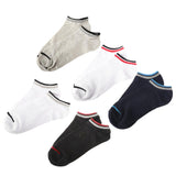 5 Pairs Men Cotton Low Cut Ankle Socks Athletic Boat Socks Edge stripe