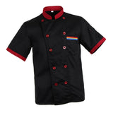 Adult Chef Jacket Stripe Short Sleeve Hotel Kitchen Chefwear Coat 3XL Black