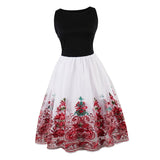 Vintage 50s Floral Swing Dress Sleeveless Cocktail Tea Dress White Red S