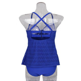 Max Women Two Piece Tankini Top Briefs Bottom Swimsuit Beachwear XL Blue lace