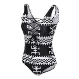 Women V Neck Backless High Cut One Piece Swimwear Bathing Suit Plus Size XL