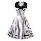 Max Vintage Polka Dots Swing Dress 50s Rockabilly Cocktail Dress White L