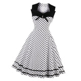 Max Vintage Polka Dots Swing Dress 50s Rockabilly Cocktail Dress White L