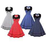 Max Vintage Polka Dots Swing Dress 50s Rockabilly Cocktail Dress White L