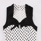 Max Vintage Polka Dots Swing Dress 50s Rockabilly Cocktail Dress White L