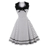 Max Vintage Polka Dots Swing Dress 50s Rockabilly Cocktail Dress White L
