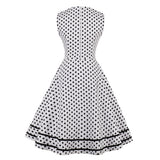 Max Vintage Polka Dots Swing Dress 50s Rockabilly Cocktail Dress White L