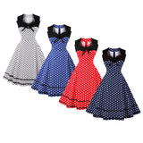 Max Vintage Polka Dots Swing Dress 50s Rockabilly Cocktail Dress White L