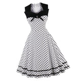 Max Vintage Polka Dots Swing Dress 50s Rockabilly Cocktail Dress White L