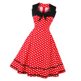 Vintage Polka Dots Swing Dress 50s Rockabilly Cocktail Dress Red L