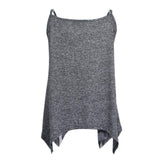 Women Spaghetti Strap Tank Tops V Neck Pleated Camisole Gray L