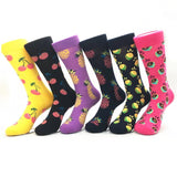 Unisex Fruit Printed Cotton High Ankle Socks Middle Socks Rose lemon