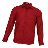 Solid Dress Shirts Men Casual Formal Slim Fit Suits Shirt Top L Red