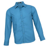 Solid Dress Shirts Men Casual Formal Slim Fit Suits Shirt Top XL Blue