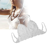 Women's Crochet Hollow Out Sleeveless Low Waist Bikini Tops Swimsuit White