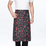 Maxbell Unisex Chef Works Bistro Apron Red Pepper Prints Waist Tie Apron with Pocket