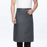 Unisex Stripe Chef Apron with Pocket Restaurant Kitchen BBQ Apron Black