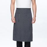 Half Waist Kitchen Apron Catering Chef Server Waiter Pub Plaid Apron Blue