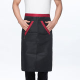 Unisex Chef Works Bistro Apron Half Apron Waist Tie Apron 2 Pockets Black