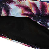 Tropical Palm Tree Prints One Piece Swimsuit Zipper Front Swimwear Black 2XL