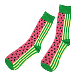 Colorful High Ankle Print Funny Pattern Cotton Middle Socks Watermelon