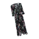 Women Floral V Plunge Ladies Maxi Wrap Holiday Summer Beach Dress S Black