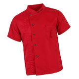 Unisex Chef Jackets Coat Short Sleeves Shirt Kitchen Uniforms Red M