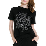 Women Summer O-neck Top Shirt Cartoon Print Short Sleeve T-shirt XXL Black