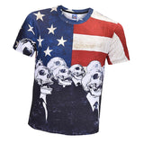 Fashion American Flag Skull T-Shirt Men 3D Print Short Sleeve Tops Tee L
