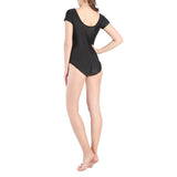 Vintage Womens Black One Piece Swimsuit Spandex Bodysuit Bathing Suit M