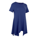 Maxbell Womens Short Sleeve Loose Swing Tops Basic T Shirt Mini Dress 2XL Royalblue